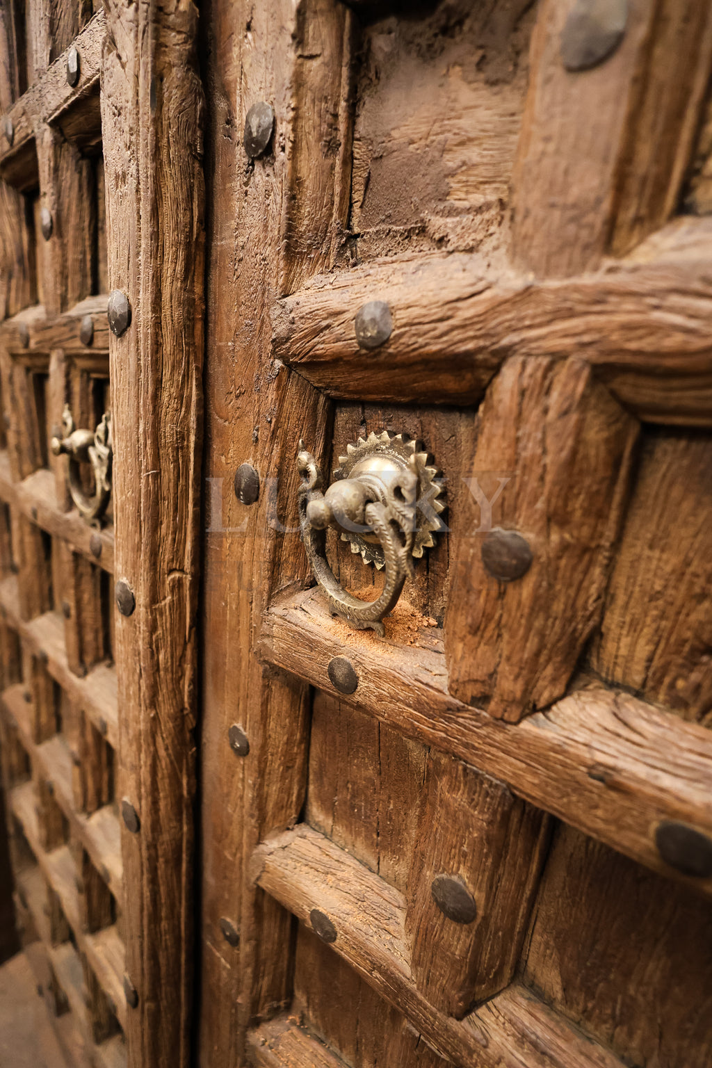 Vintage teak wood door