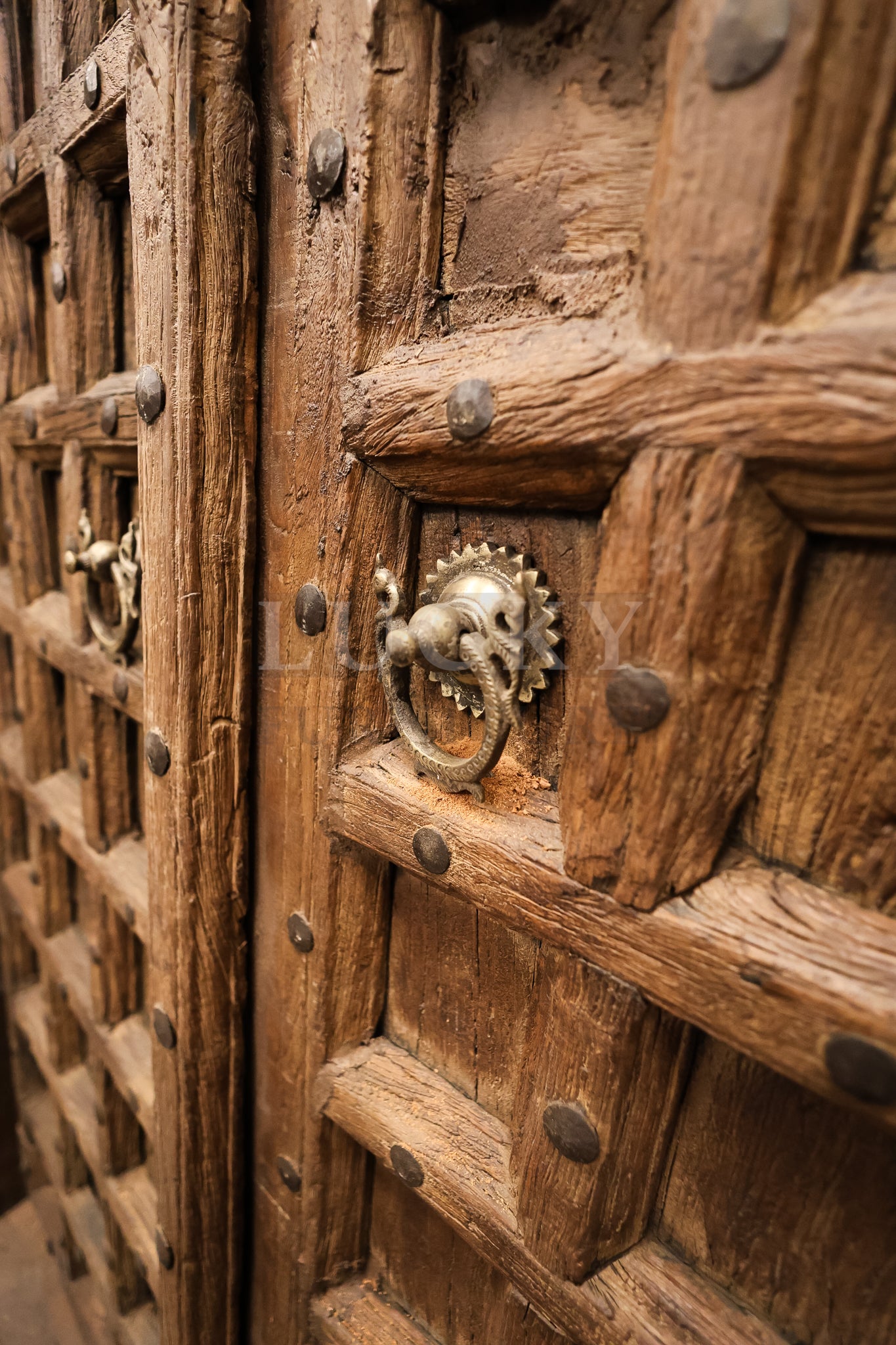 Vintage teak wood door