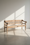 Carved whitewash bench