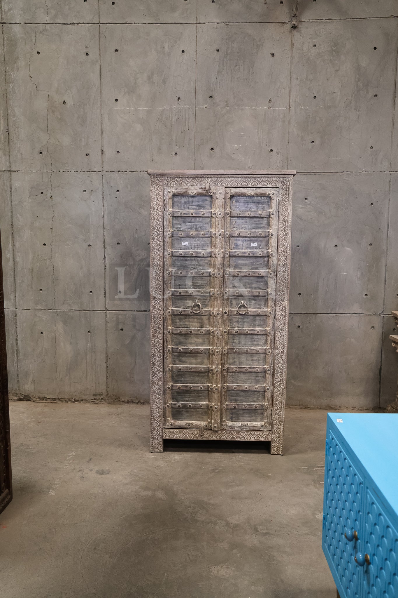 White washed vintage door cabinet