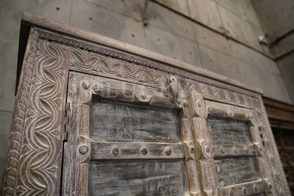 White washed vintage door cabinet