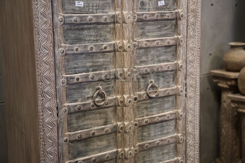 White washed vintage door cabinet