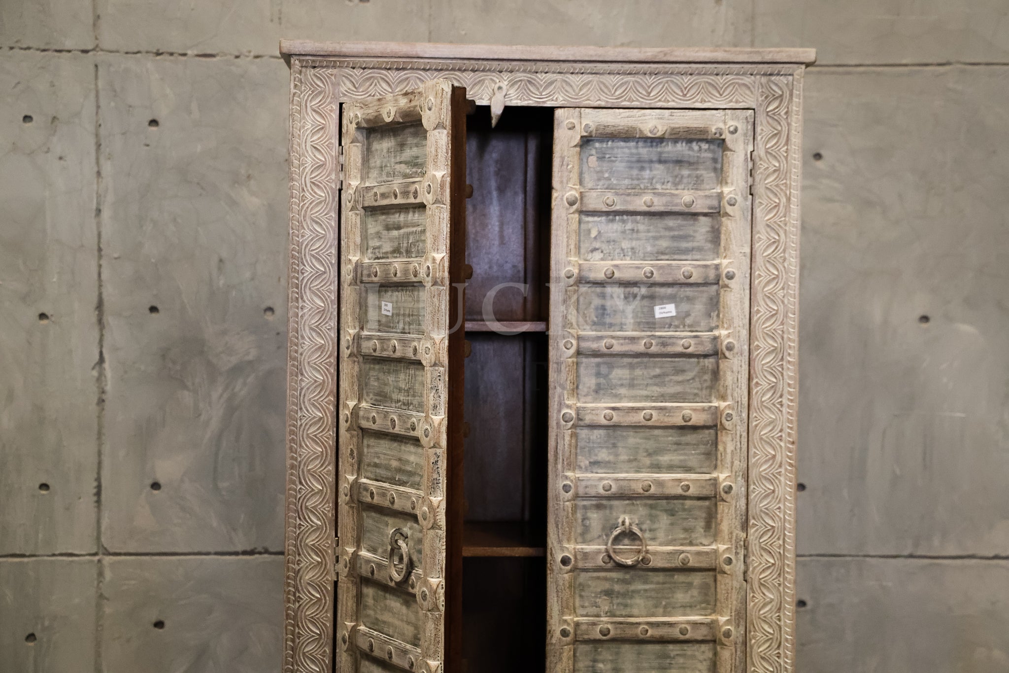 White washed vintage door cabinet
