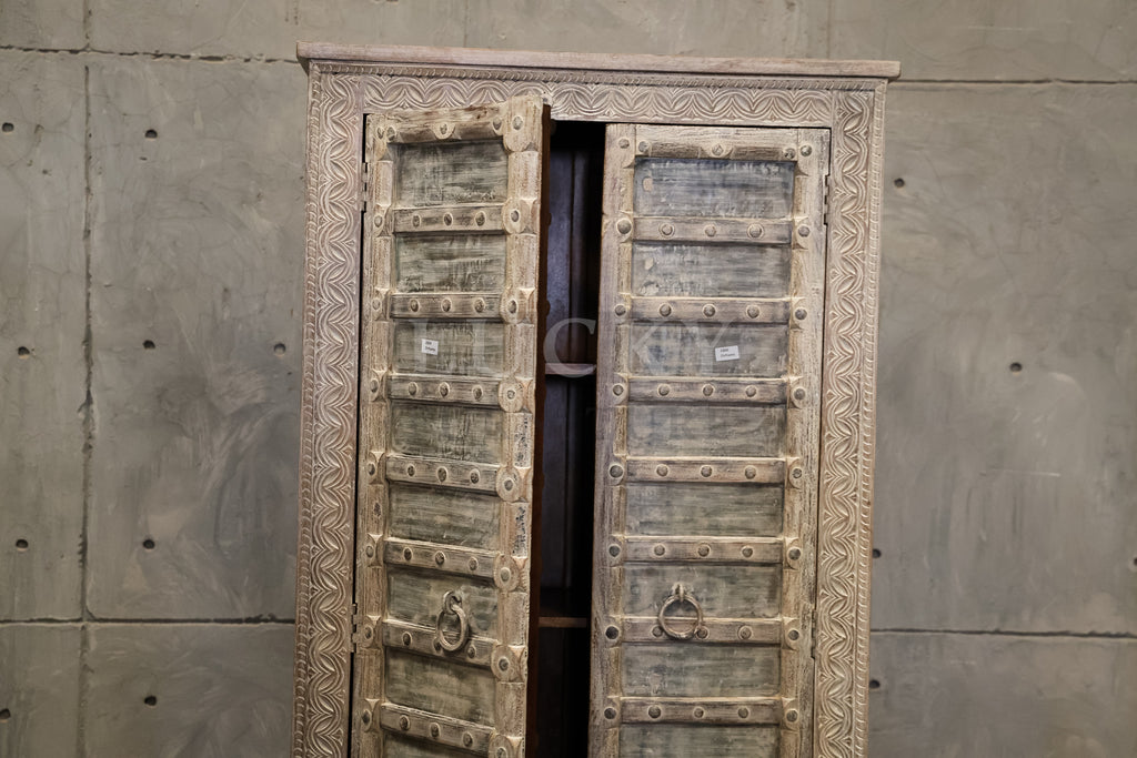 White washed vintage door cabinet