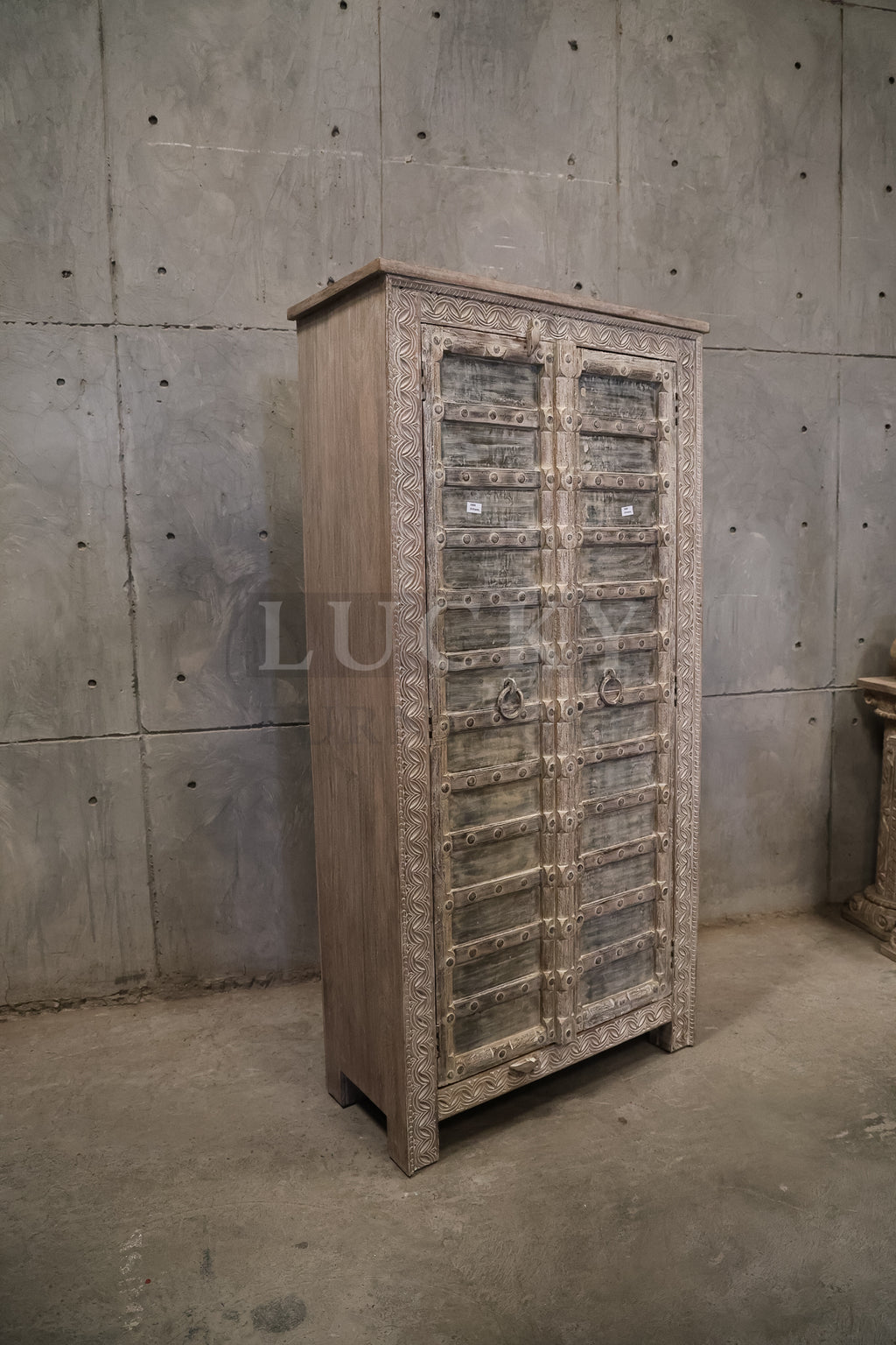 White washed vintage door cabinet