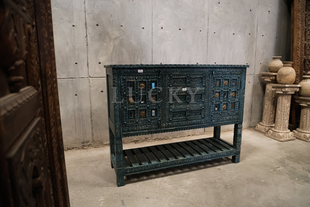 Carved vibrant console/dresser