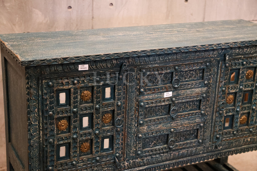Carved vibrant console/dresser