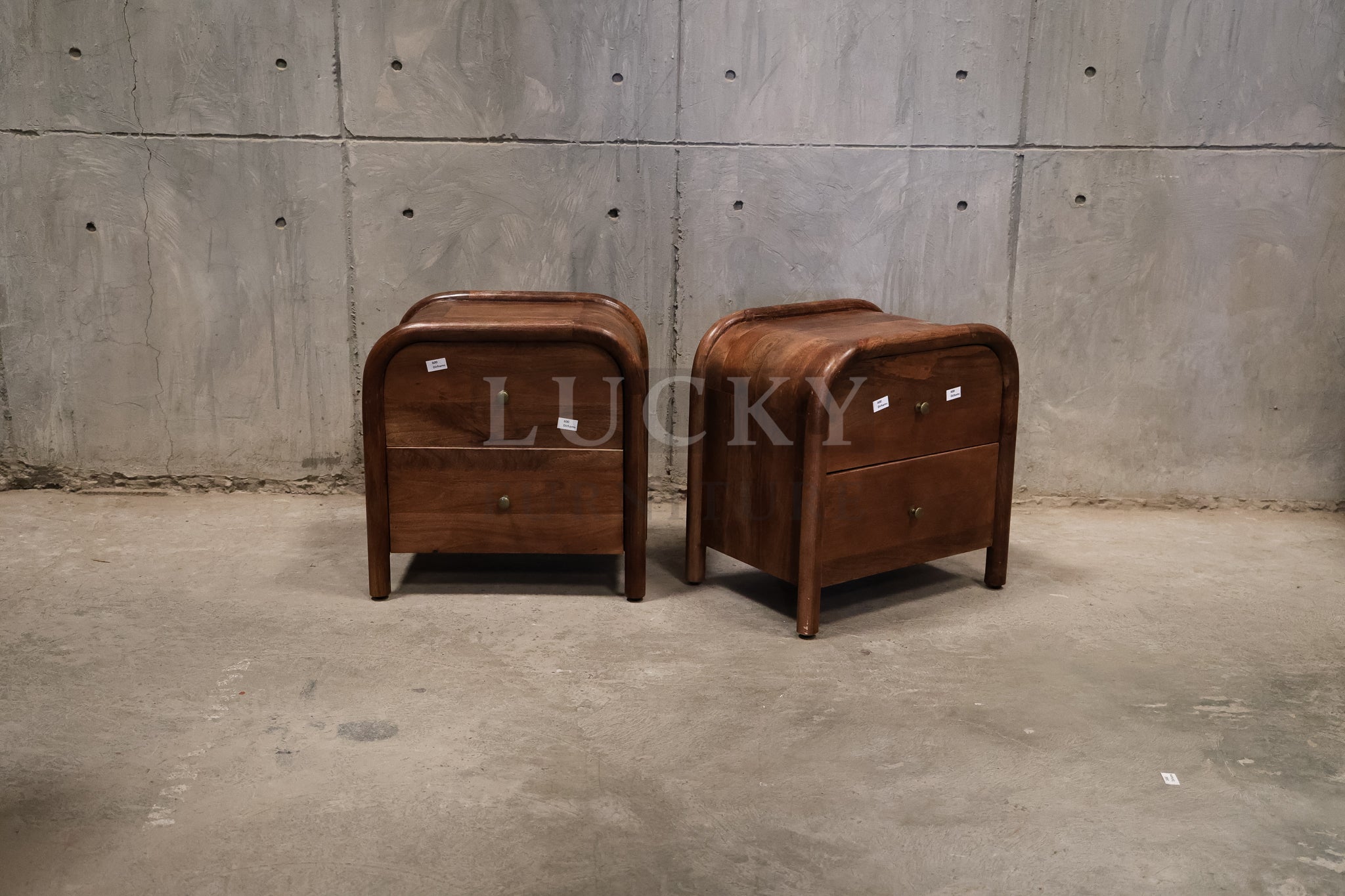 Mango wood 2 drawer side/bed side table