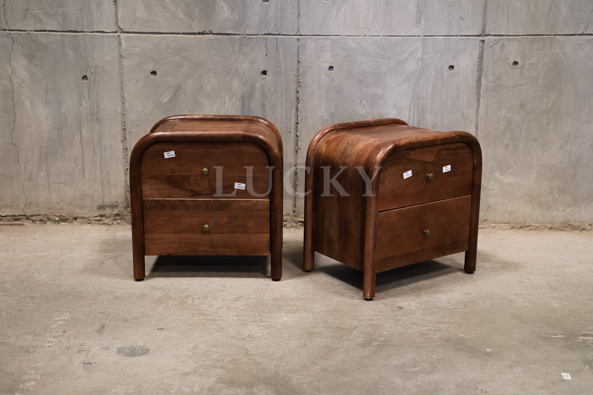Mango wood 2 drawer side/bed side table