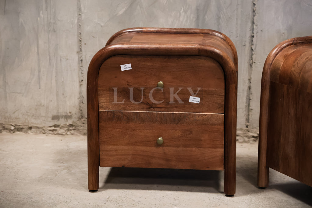 Mango wood 2 drawer side/bed side table