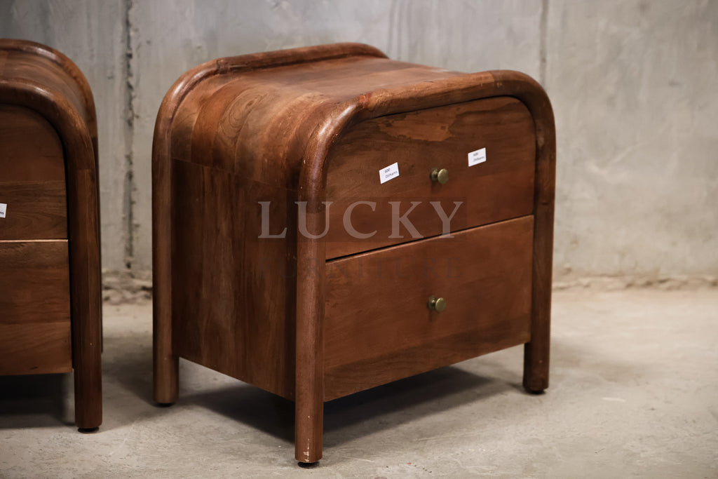Mango wood 2 drawer side/bed side table