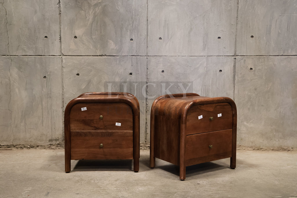 Mango wood 2 drawer side/bed side table