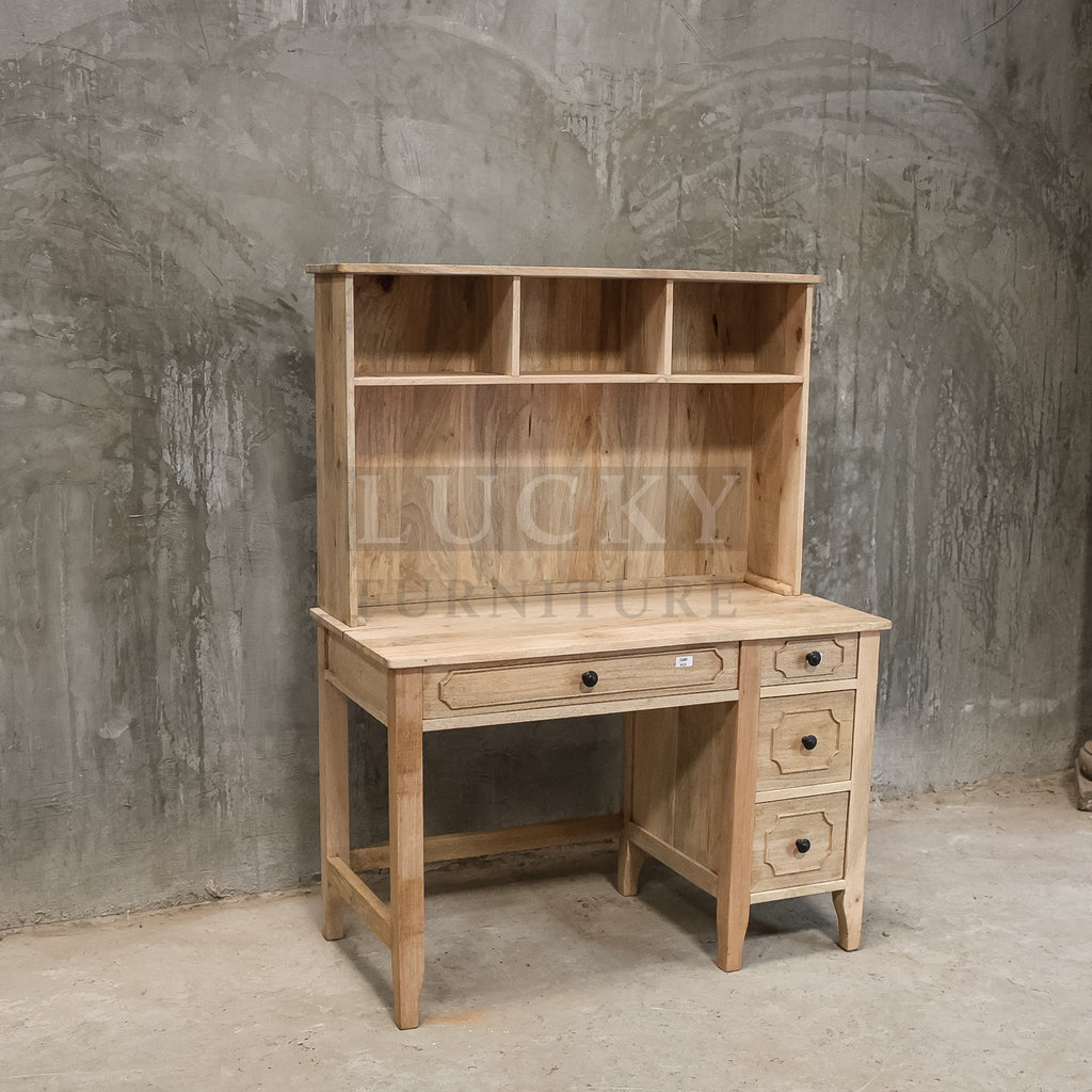 Mango wood desk with storage shelf