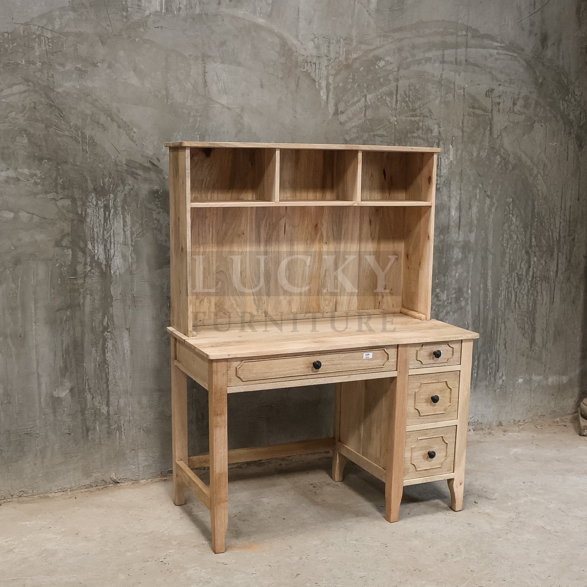 Mango wood desk with storage shelf