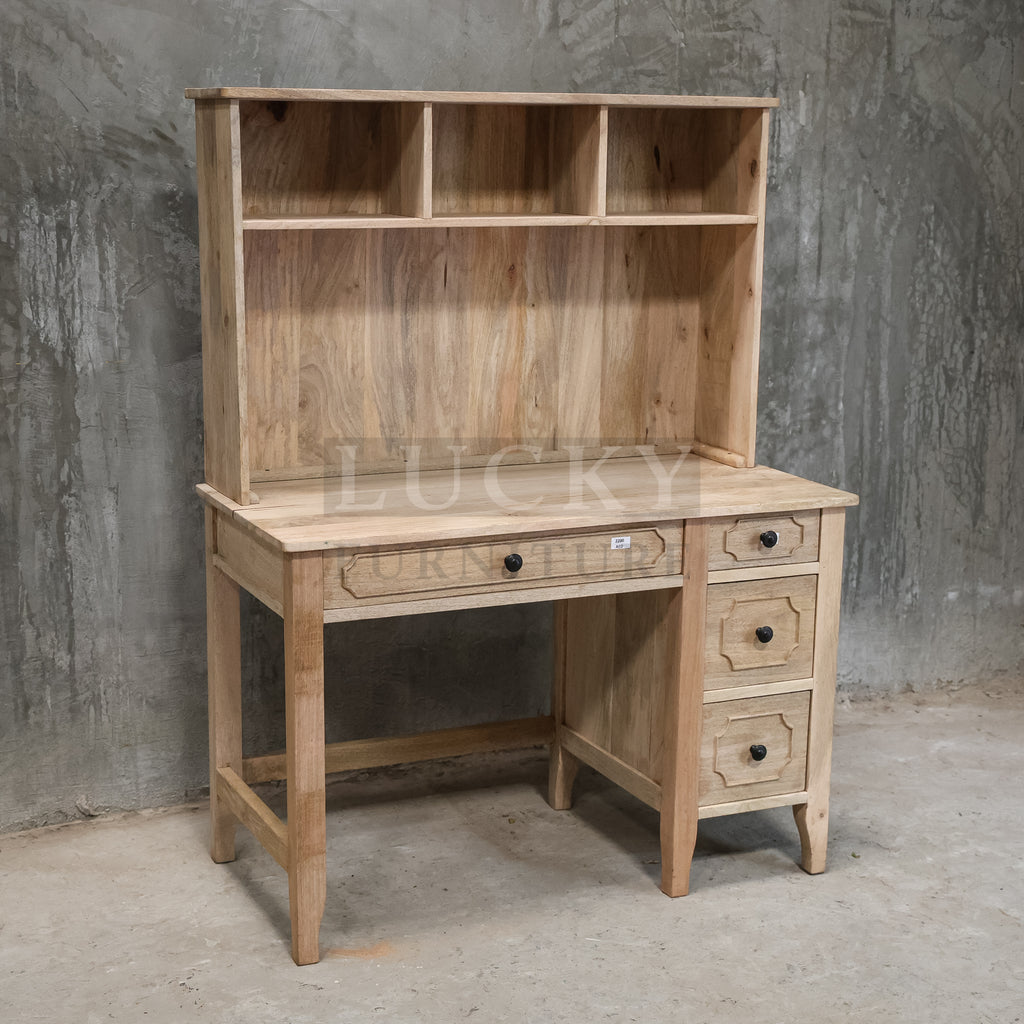 Mango wood desk with storage shelf