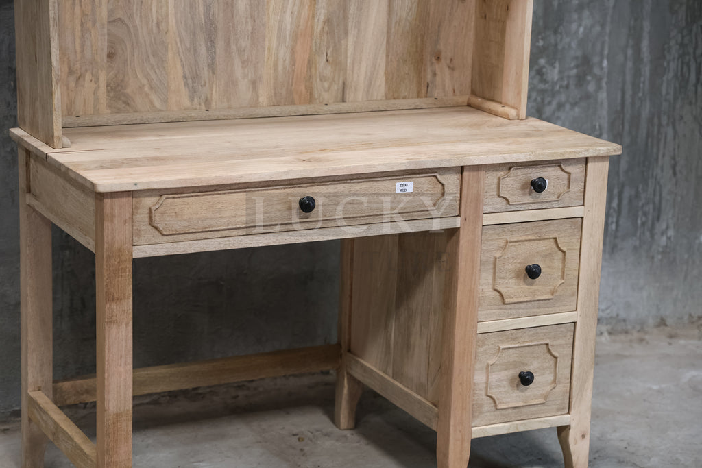 Mango wood desk with storage shelf