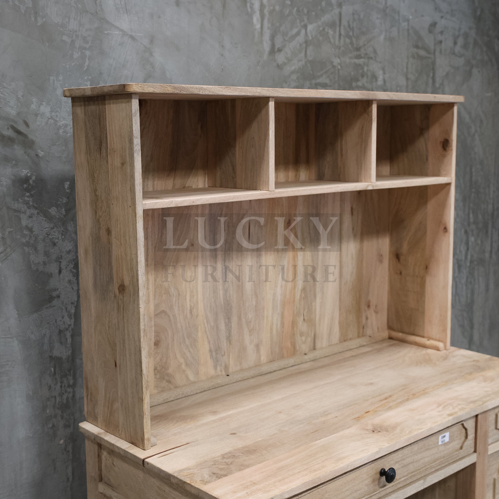 Mango wood desk with storage shelf