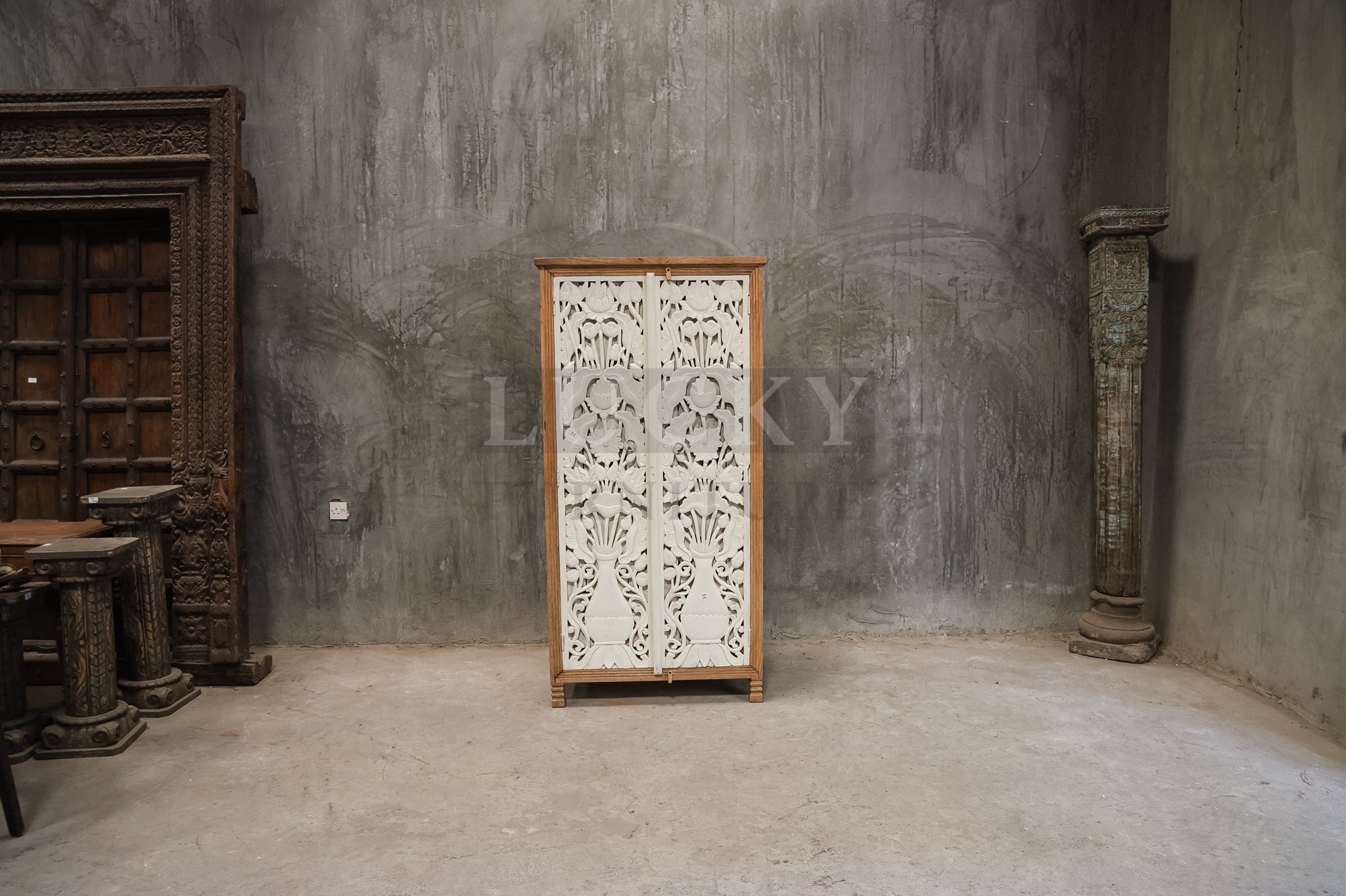 Carved Mango Wood Cabinet