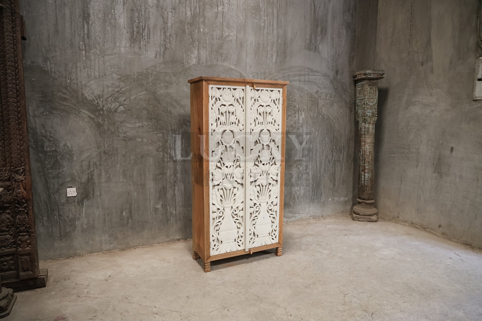 Carved Mango Wood Cabinet