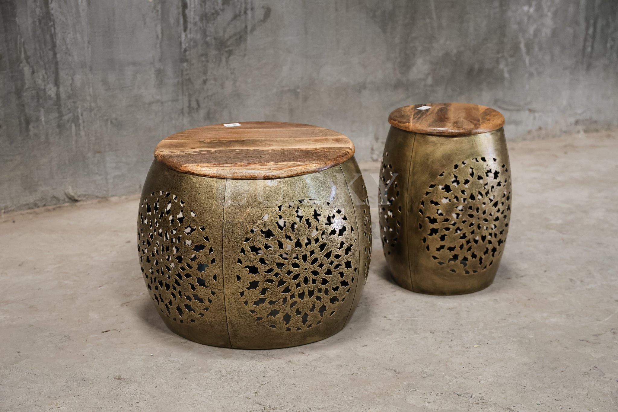 Intricate design brass coffee table