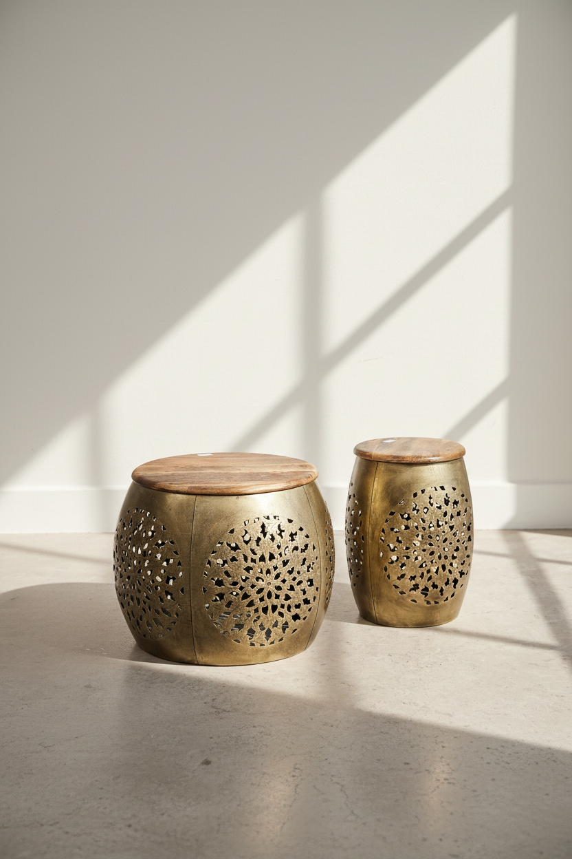 Intricate design brass coffee table