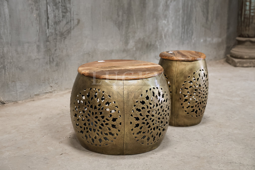 Intricate design brass coffee table