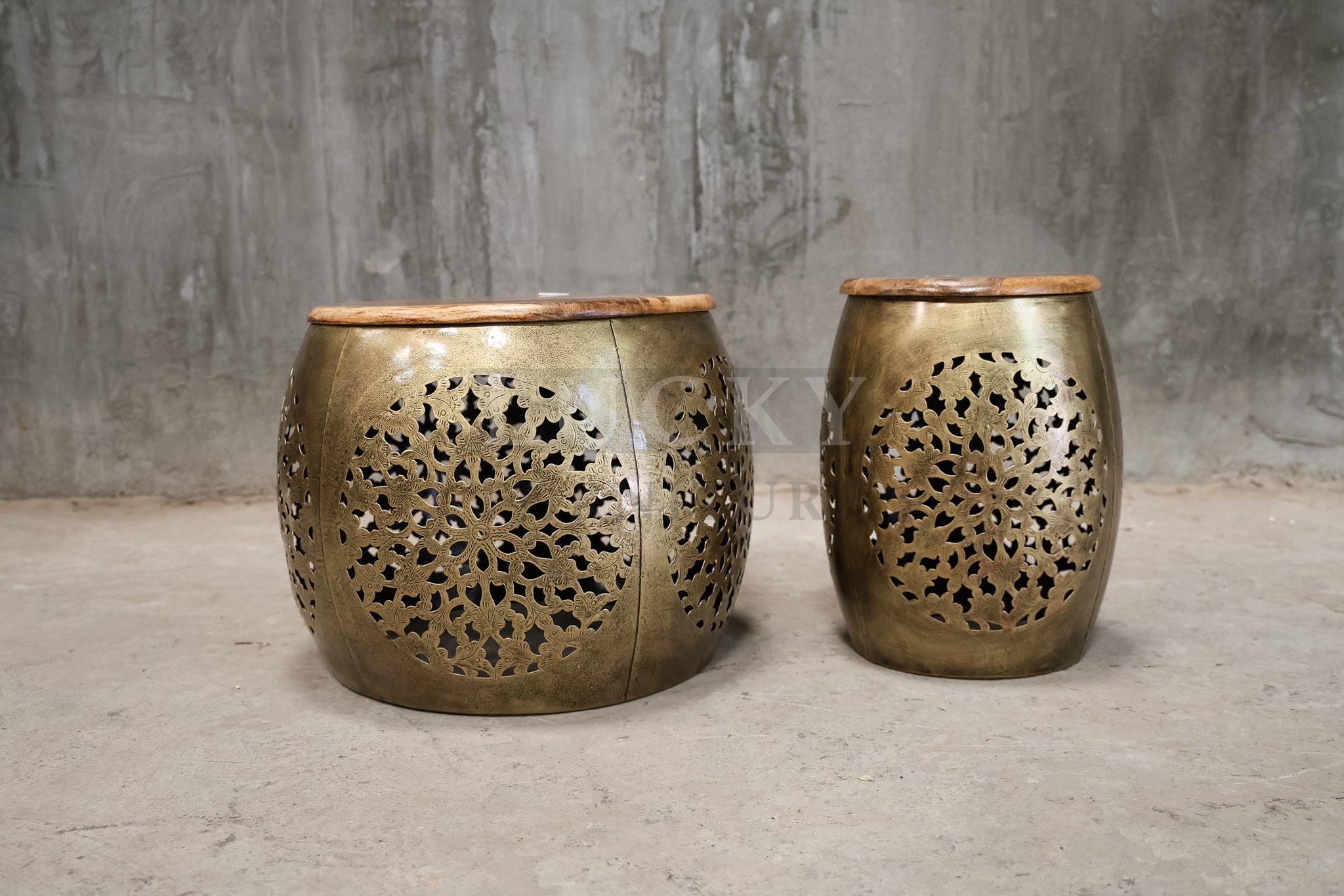 Intricate design brass coffee table