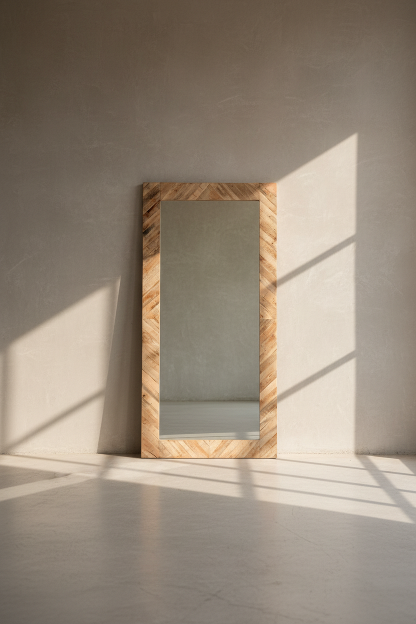 Mango wood herringbone design