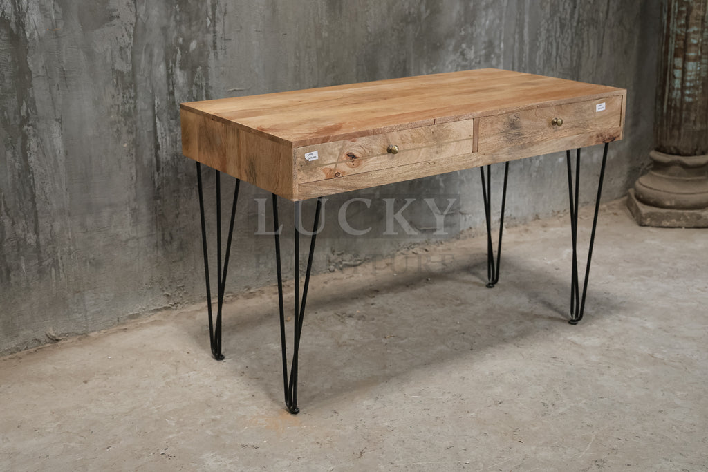 Mango wood desk with 4 drawers
