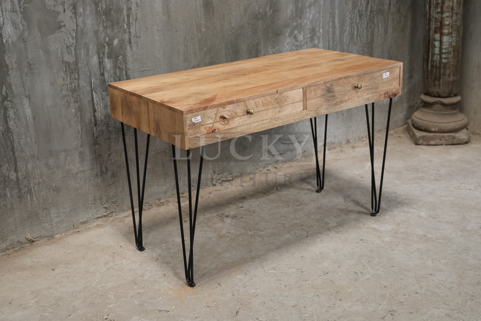Mango wood desk with 4 drawers