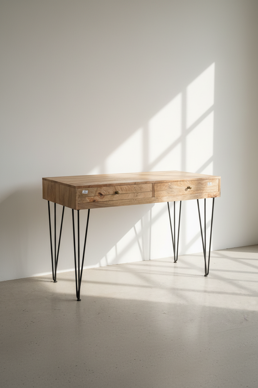 Mango wood desk with 4 drawers