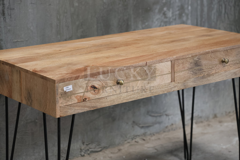 Mango wood desk with 4 drawers