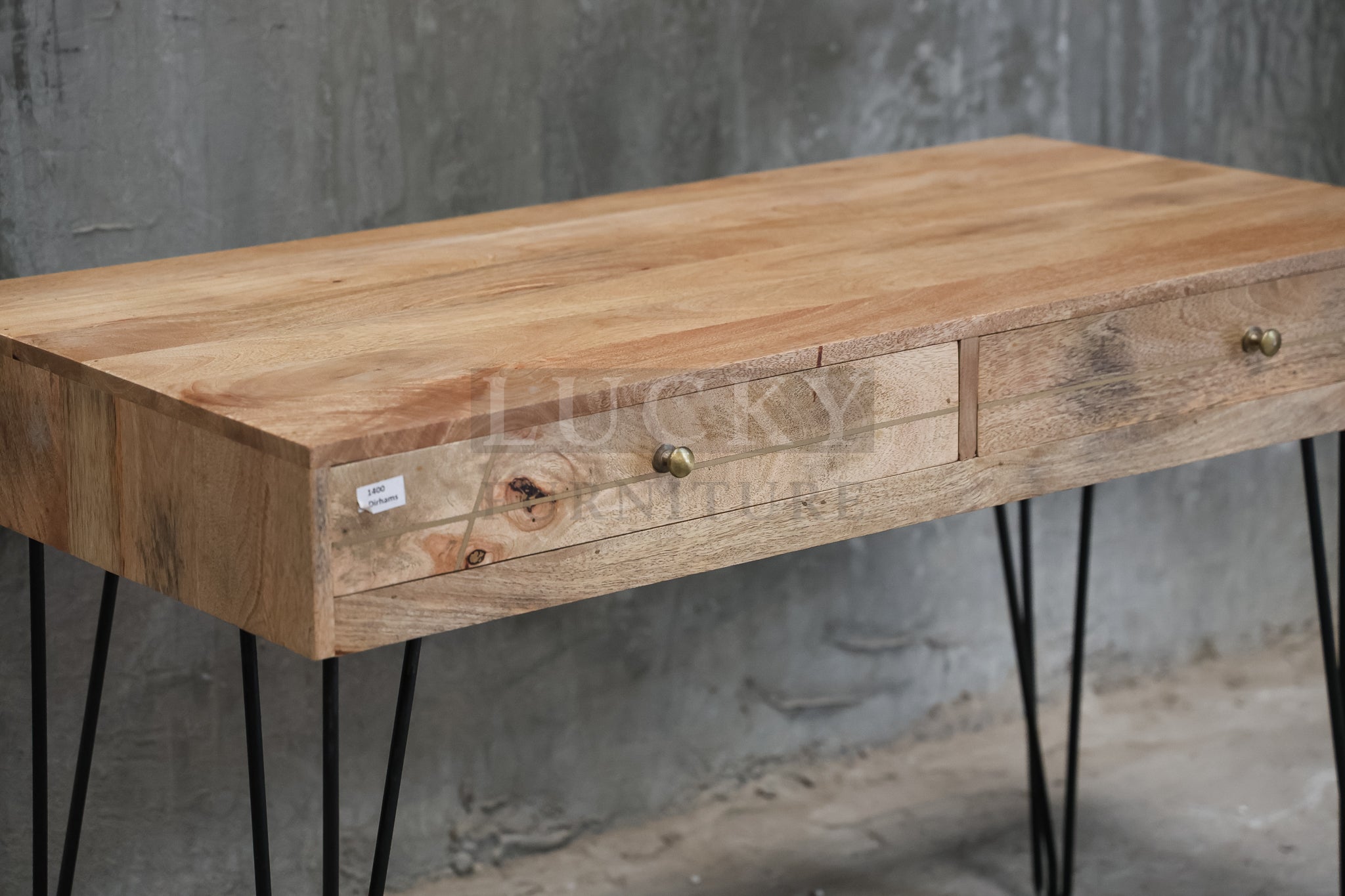 Mango wood desk with 4 drawers