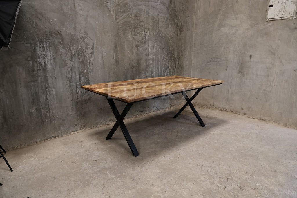 Mango wood X legs table.