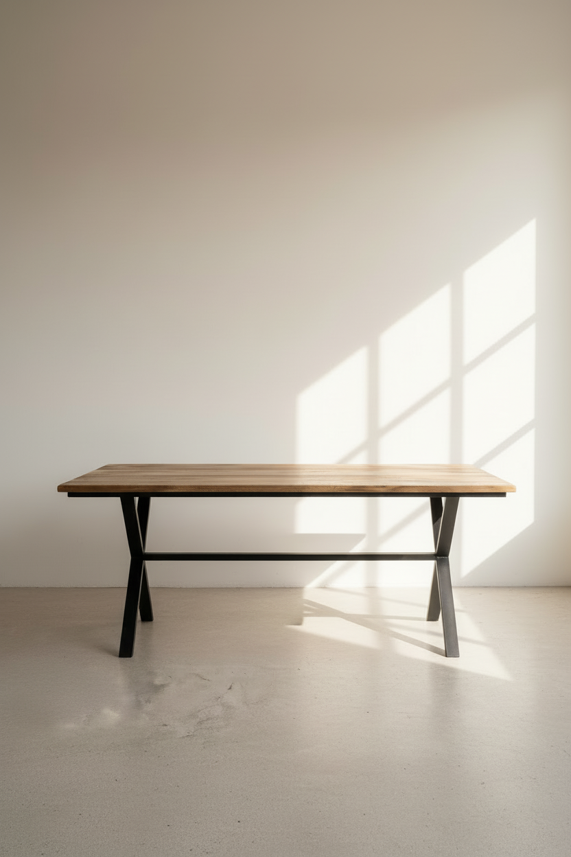 Mango wood X legs table.