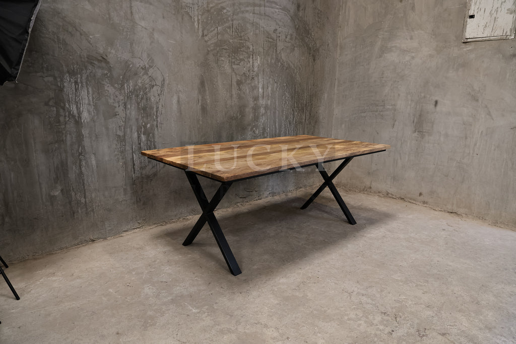 Mango wood X legs table.