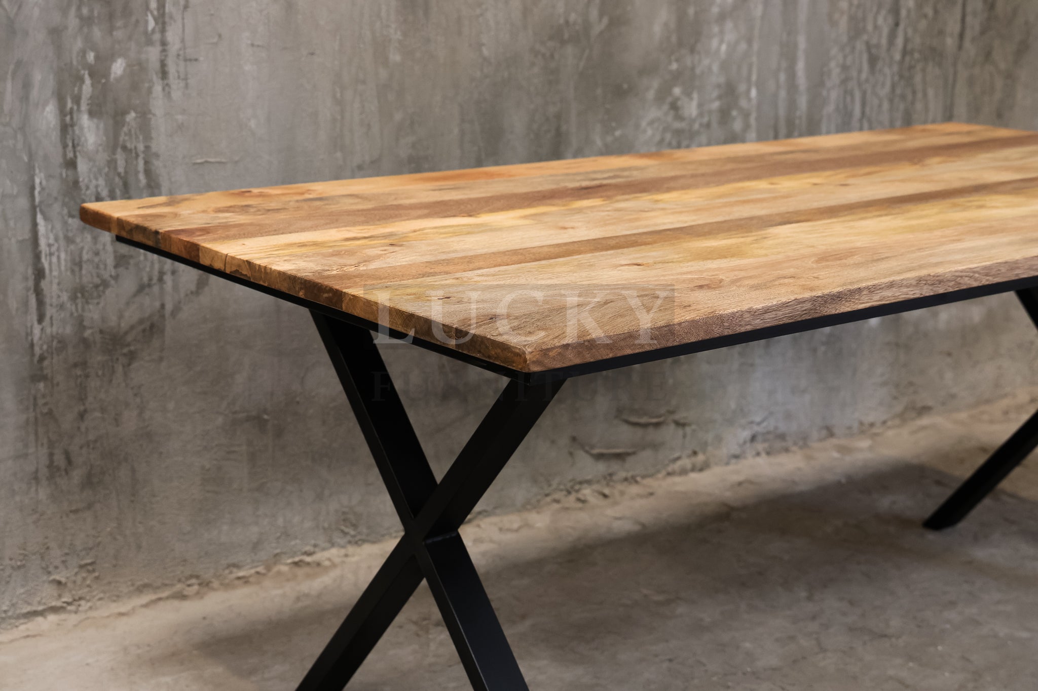 Mango wood X legs table.