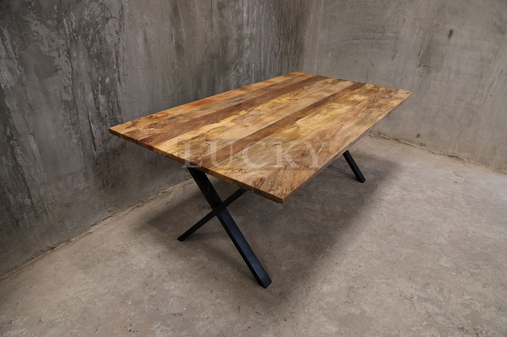 Mango wood X legs table.