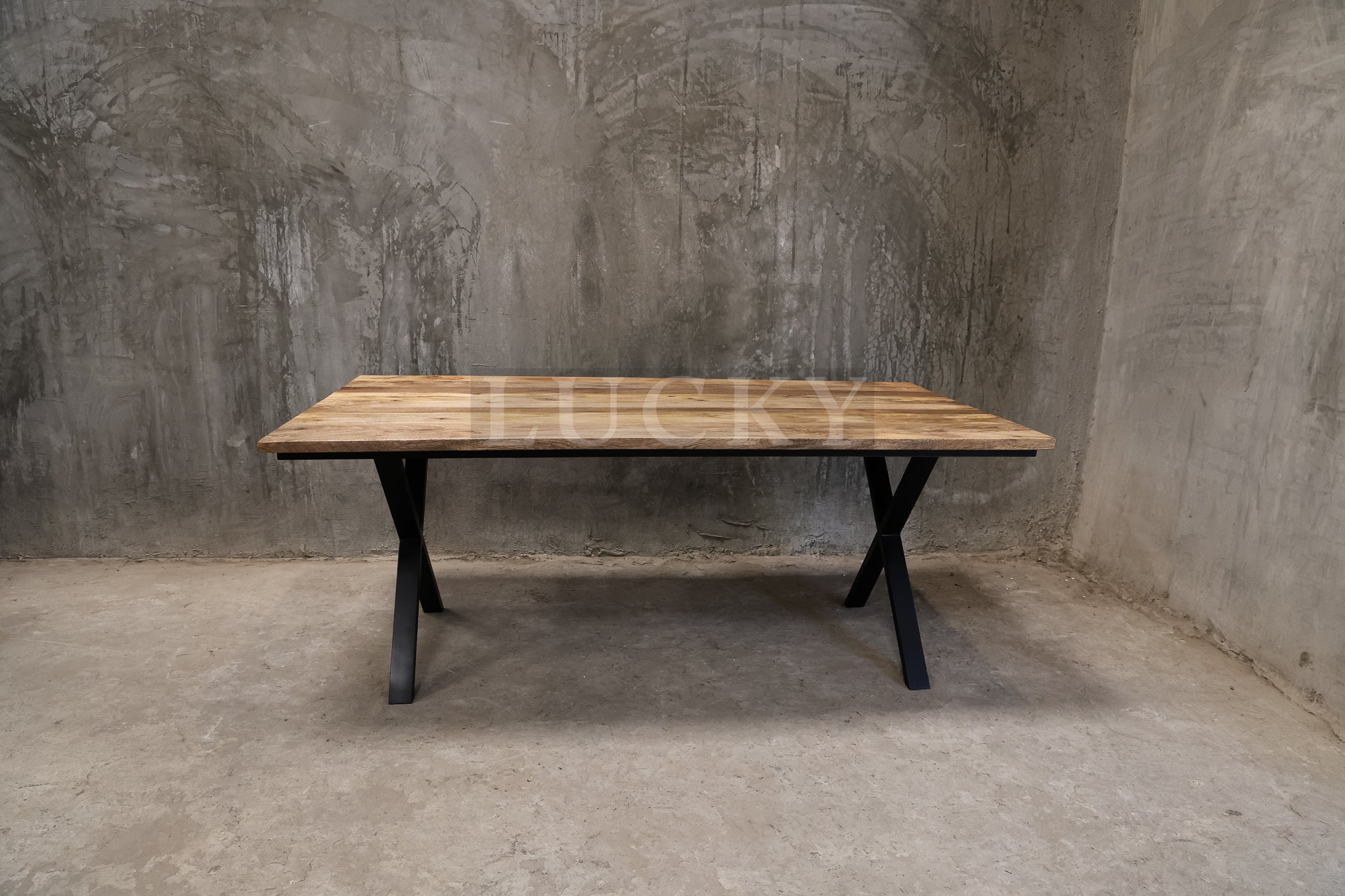 Mango wood X legs table.