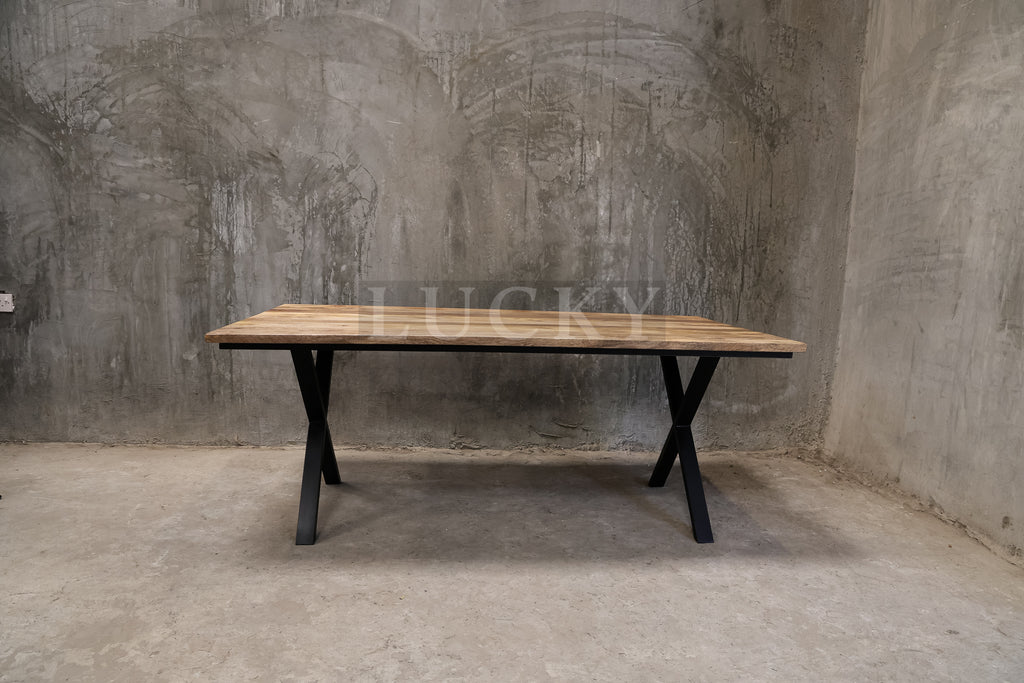 Mango wood X legs table.