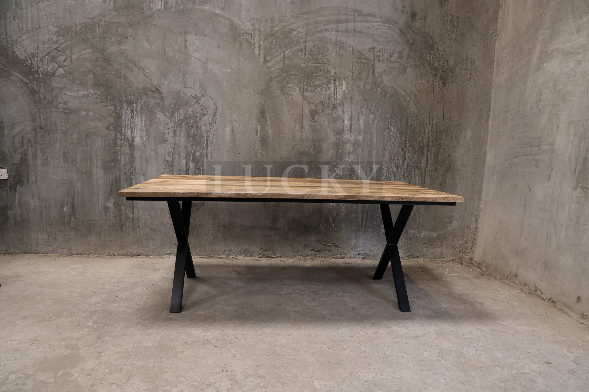 Mango wood X legs table.