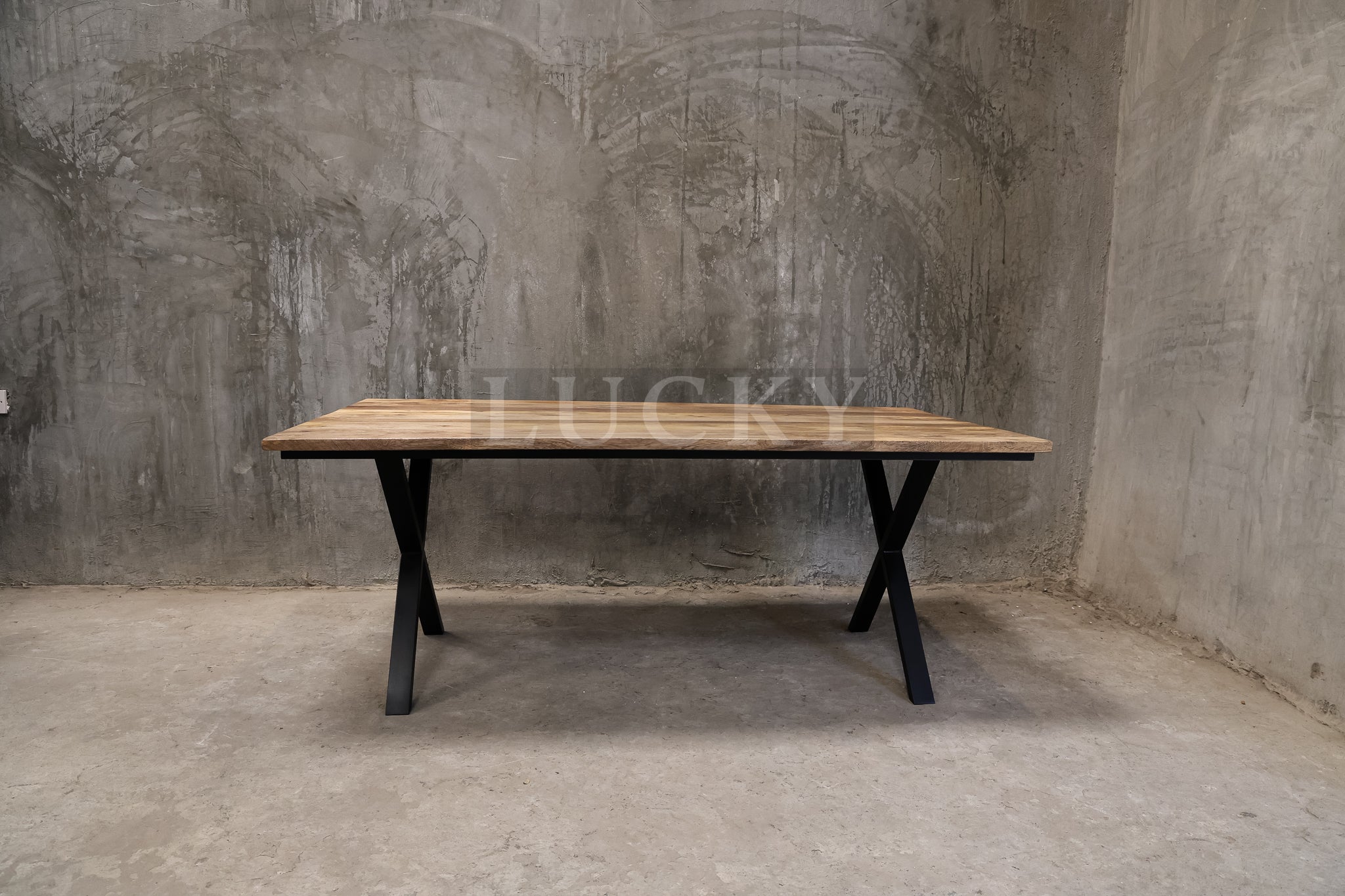 Mango wood X legs table.