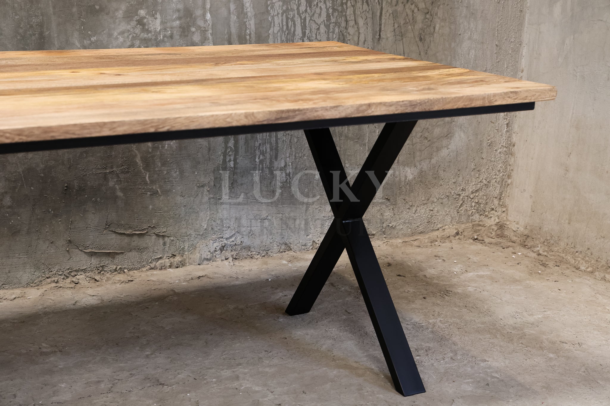 Mango wood X legs table.
