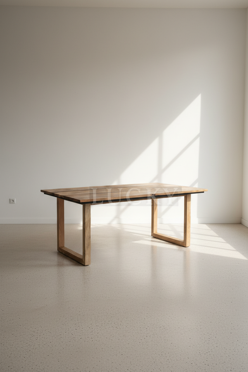 Mango wood U wooden legs table.