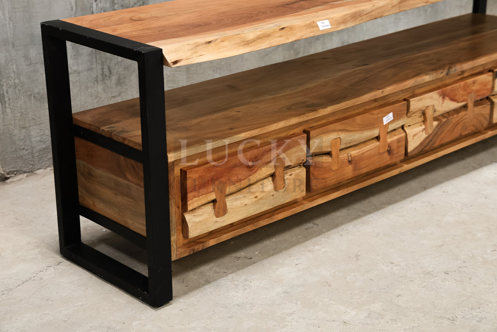 Acacia tv stand live edge 4 draw.