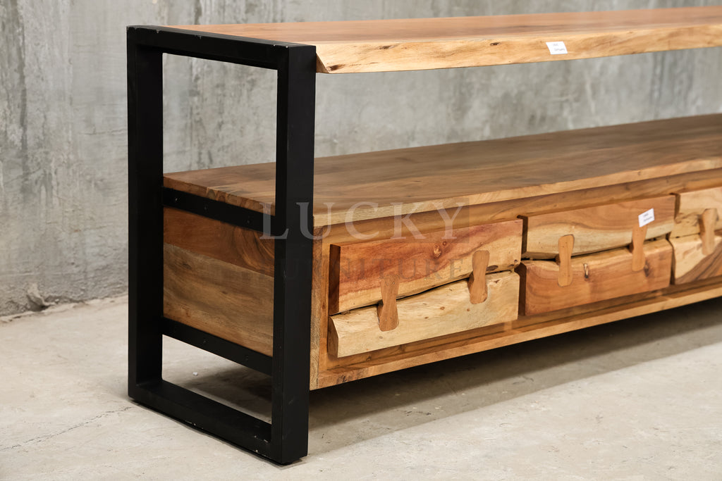 Acacia tv stand live edge 4 draw.