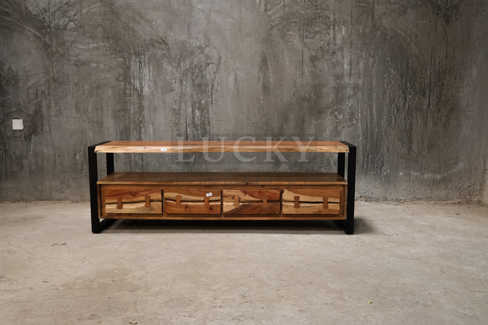 Acacia tv stand live edge 4 draw.