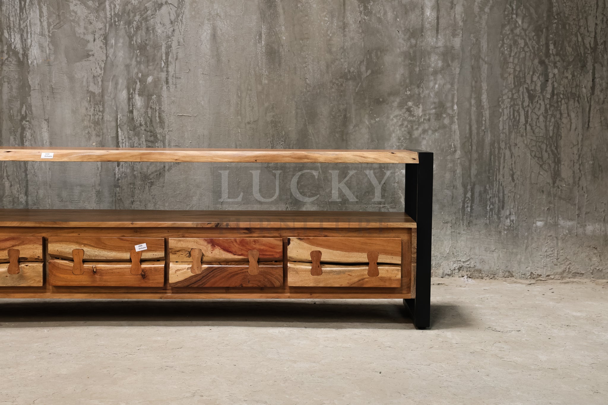 Acacia tv stand live edge 4 draw.