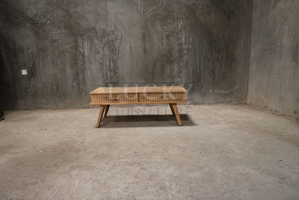 Mango wood lines coffee table with 4 draw.