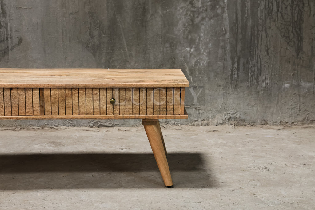 Mango wood lines coffee table with 4 draw.